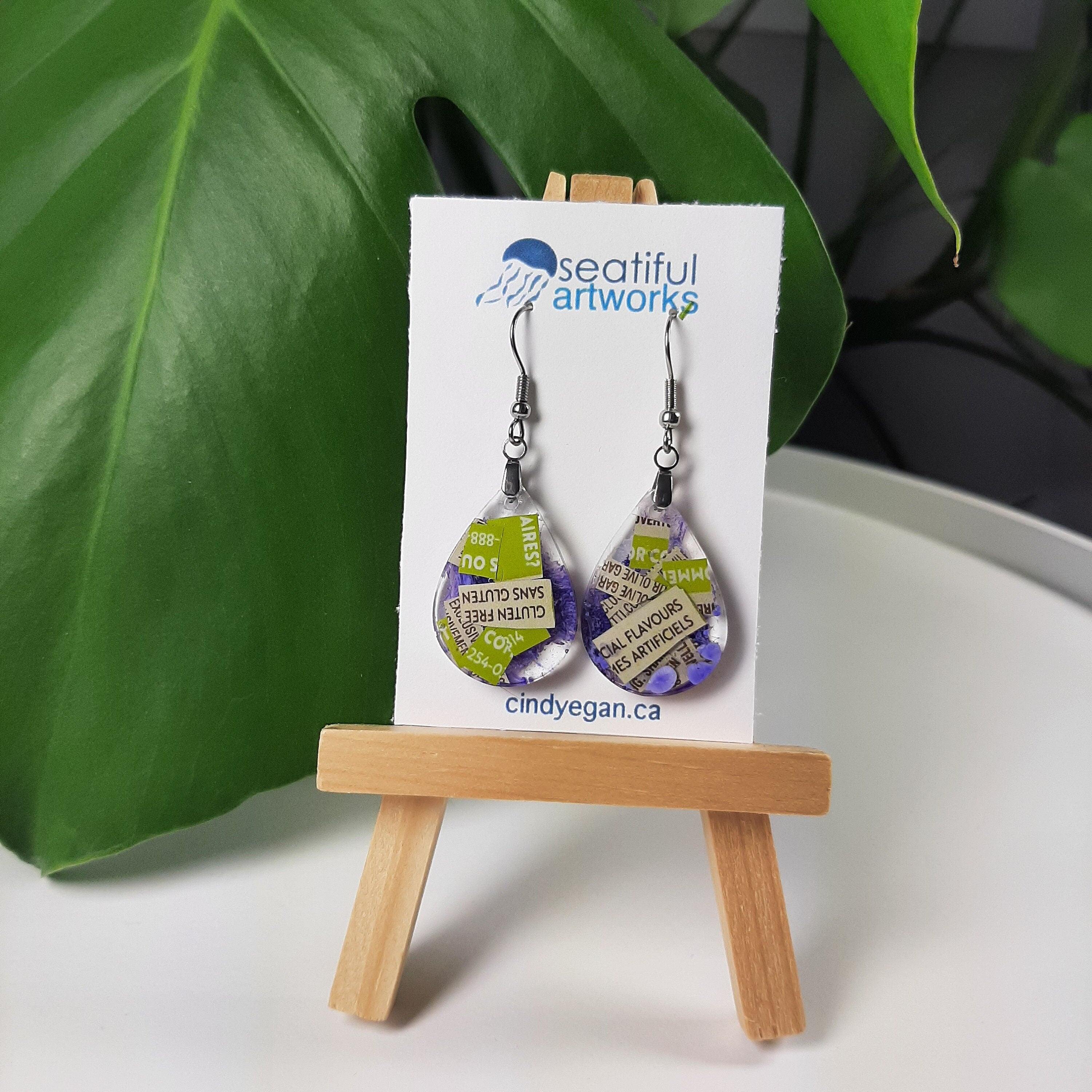 Upcycled Plastic, Resin and Alcohol Ink Earrings