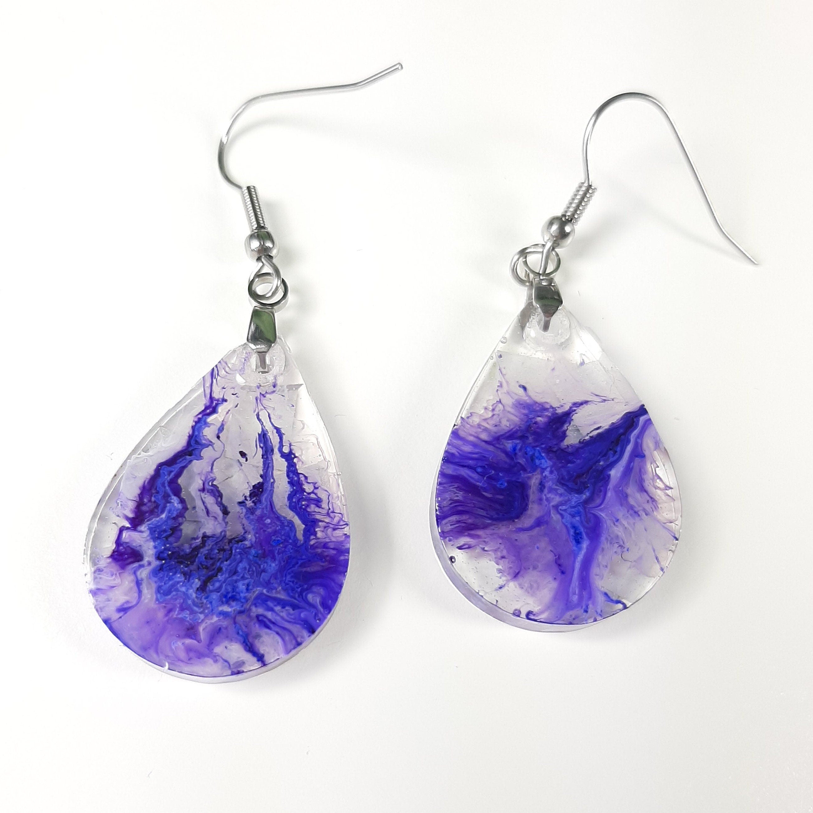 Upcycled Plastic, Resin and Alcohol Ink Earrings