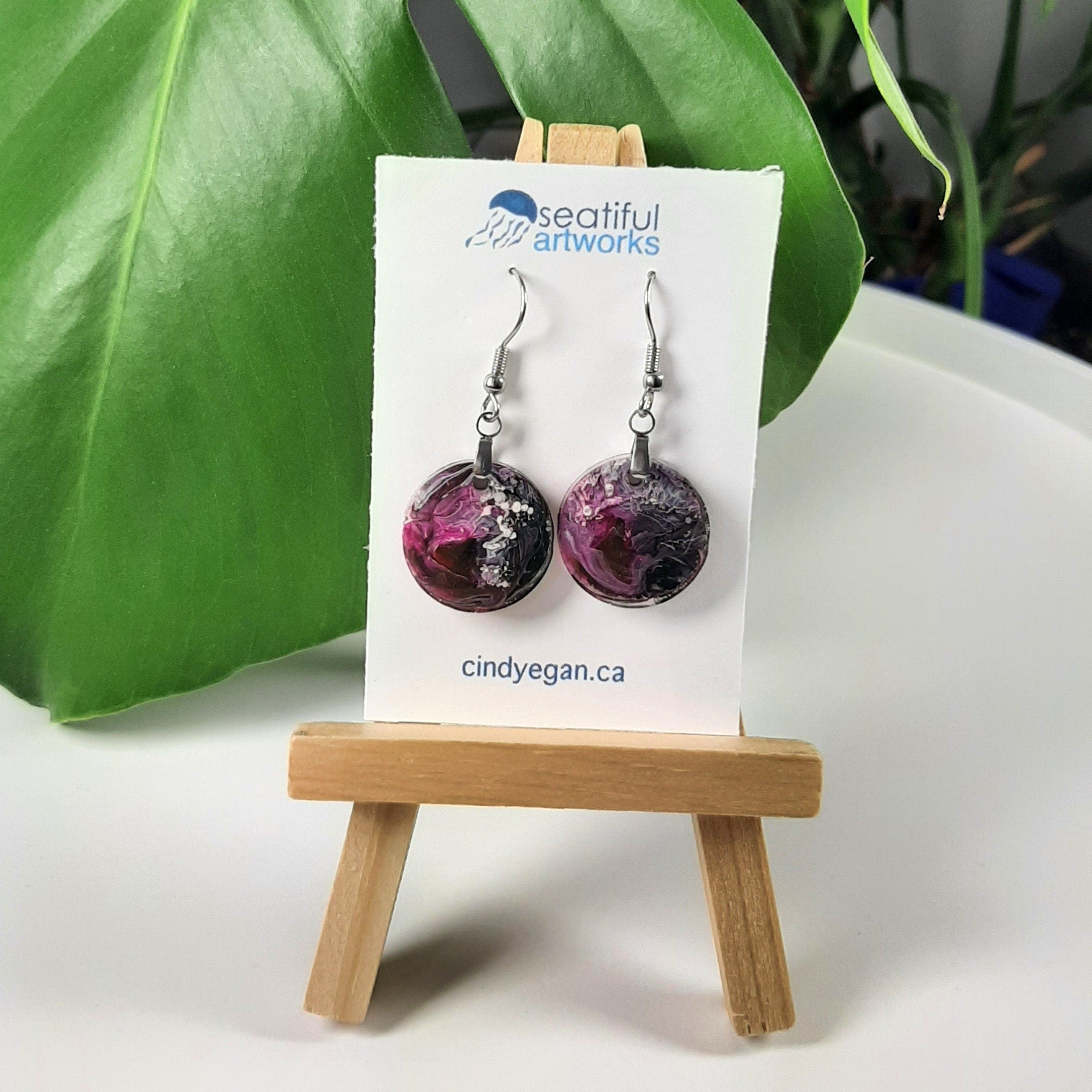 Resin and Alcohol Ink Earrings
